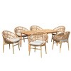 7-PCS Outdoor Patio Dining Sets with Wood Table & 6 Wicker Chairs with Cushions,All-Weather Dining Furniture for Backyard or Porch-Maison Boucle - 2 of 4
