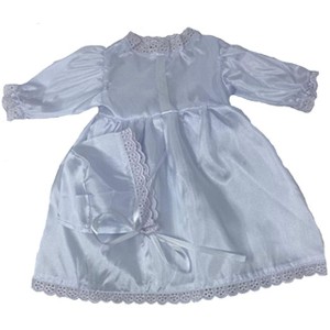 Doll Clothes Superstore Christening Baptism Communion Dress with Hat Fits 15 inch Baby Dolls - 1 of 4