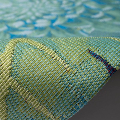 Navy Mum Burst Contemporary Round Indoor/Outdoor Rug