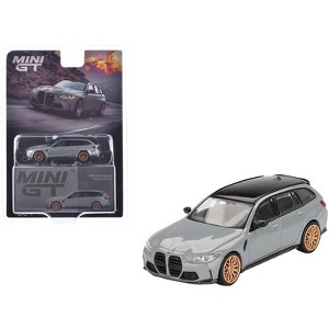 BMW M3 Competition Touring Brooklyn Gray with Black Top Limited Edition 1/64 Diecast Model Car by Mini GT - 1 of 4