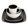 Gibson Soho Lounge Square Glazed Stoneware 16 Piece Dinnerware Set, Black/White - 2 of 4