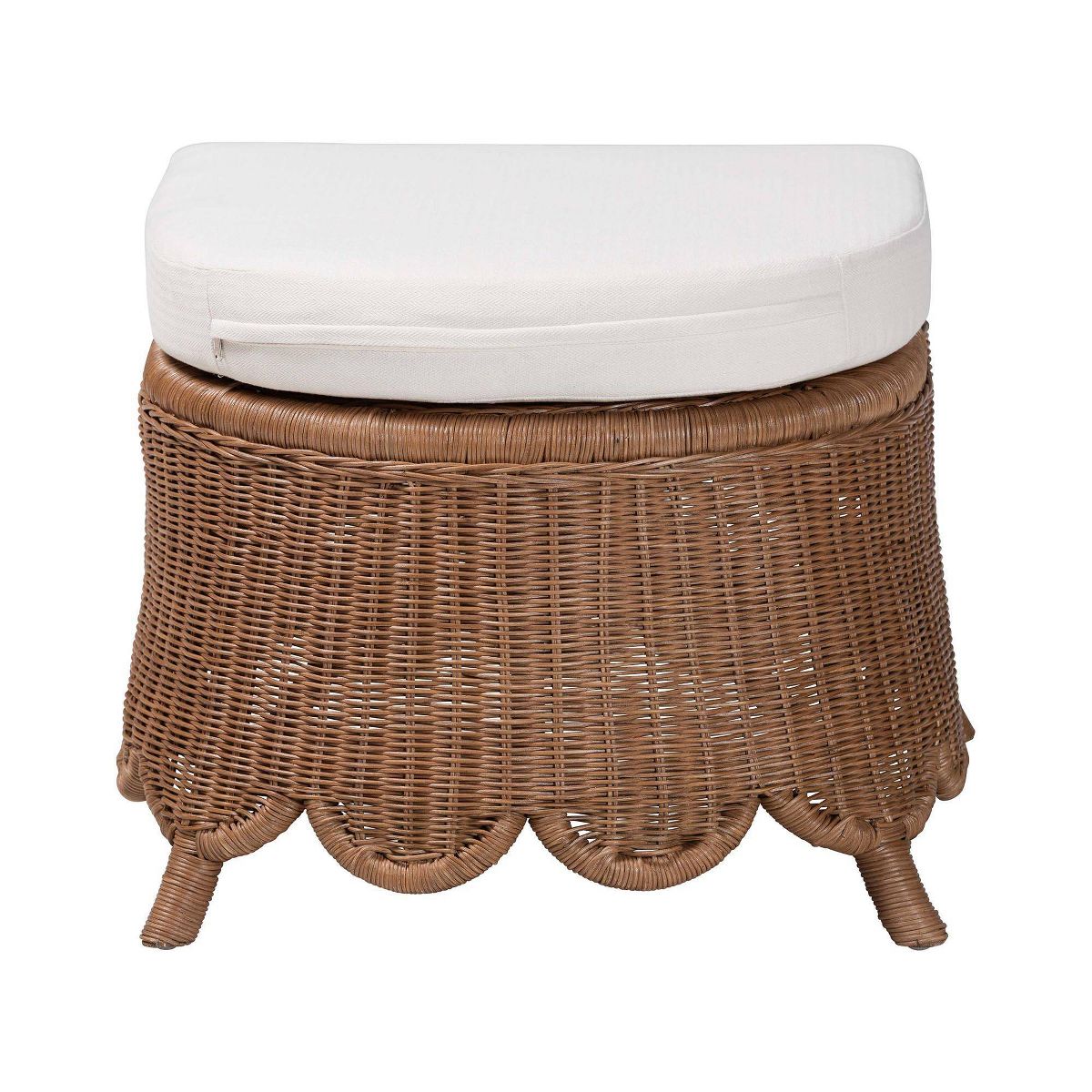 bali & pari Detta Natural Rattan Footstool with Cushion Peanut Brown - thumbnail 2