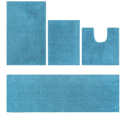 Micro Plush Collection 100% Polyester Solid Tufted 4 Piece Bathroom Rug Set with Gel Form Backing, Machine Washable