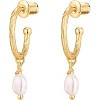 Gold Plated Sterling Silver Huggie Dangle Earrings - Butterfly, Evil Eye & Pearl Hoops, Trendy Jewelry for Women - 3 of 4