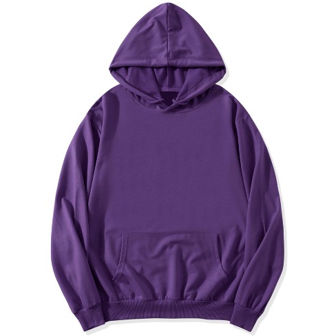 Lars Amadeus Men s Long Sleeves Solid Drawstring Pullover Hoodie Sweatshirt Deep Purple XX Large