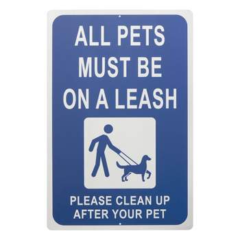 Juvale Aluminum All Pets Must Be On A Leash Please Pick Up After Your Dog Sign, Blue, 18x12 in