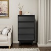 Vintage 4 Drawer Dresser For Bedroom, Chest Of Drawers With Storage, Bevel Drawer Accent Dresser Storage Organizers For Living Room, Hallway, Entryway - 4 of 4