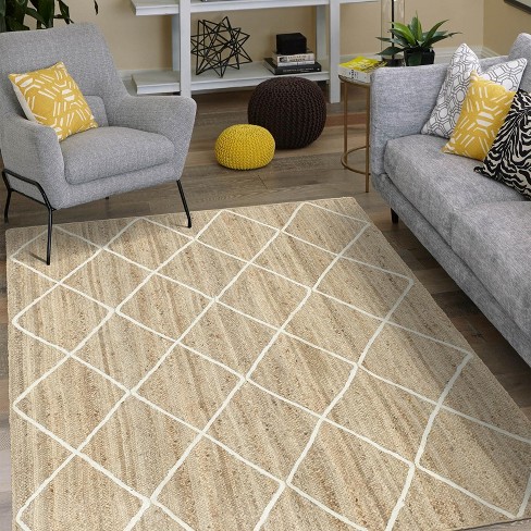 Unique Loom 6' 1 X 9' 0 Braided Jute White Area Rug : Target