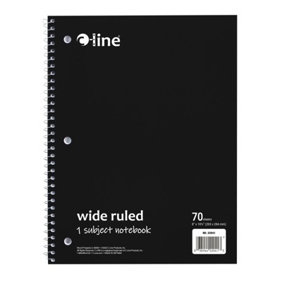 C-Line 1-Subject Notebook, 70 Page, Wide Ruled, Black (Pack of 12)