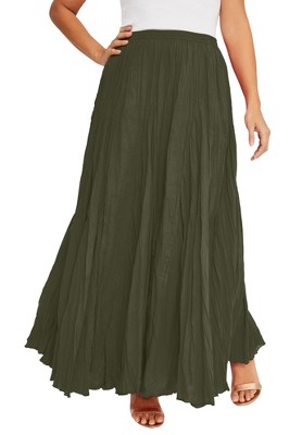 Jessica London Women's Plus Size Flowing Crinkled Maxi Skirt