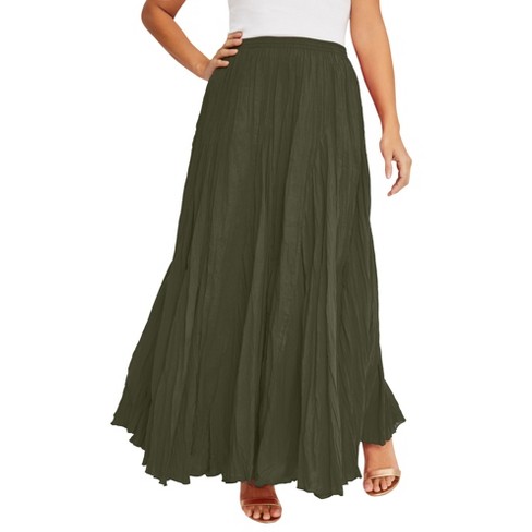 Jessica London Women’s Plus Size Flowing Crinkled Maxi Skirt, 32 - Dark ...