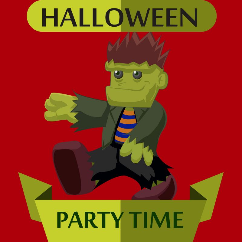 Junior's Design By Humans Happy Halloween gift for kid cute Frankenstein By thientd87 T-Shirt, 2 of 4