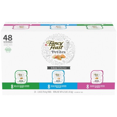 Fancy Feast Petites Gravy Collection Gourmet in Salmon, Chicken and Fish Wet Cat Food Variety Pack - 2.8oz/24ct