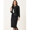 INSPIRE CHIC Women's Point Collar Long Sleeve Contrast Trim Button Down Work Office Jacket - 4 of 4