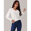 Seta T Women's V Neck Long Sleeve Smocked Cuff Casual Fall Winter Fashion T-Shirt - 2 of 4