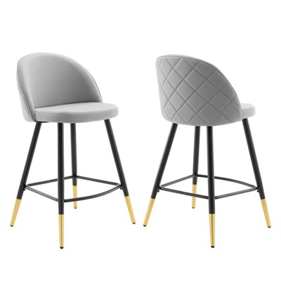 Set of 2 Cordial Performance Velvet Counter Height Barstools - Modway