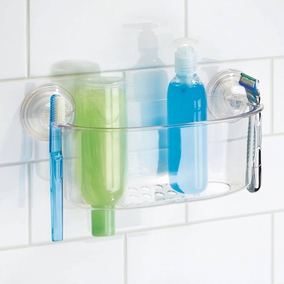 Clear Plastic Suction Wall Storage Basket with Drain Holes