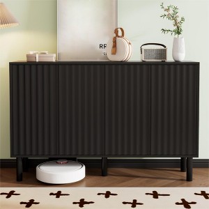 55” Entryway Shoe Cabinet, 3 Tier Shoe Storage Cabinet with 4 Doors, Sideboard Buffet Cabinet with Adjustable Shelves for Hallway Living Room - 1 of 4