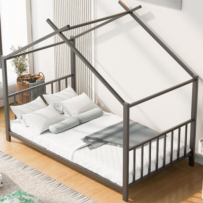 NicBex Twin Size Metal House Platform Bed for Kids Teens Adults,No Box Spring Needed