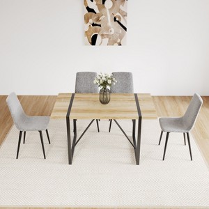 NicBex 5-Piece Wood Dining Table Set,Modern 55.1 Inch Rectangle Kitchen Table & 4 Upholstery Side Chairs,Metal Legs,Suitable for Dining Room - 1 of 4