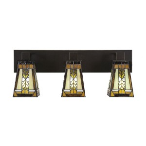 Toltec Lighting Apollo 3 - Light Vanity in  Dark Granite with 5" Square Santa Cruz Art Glass Shade - 1 of 1