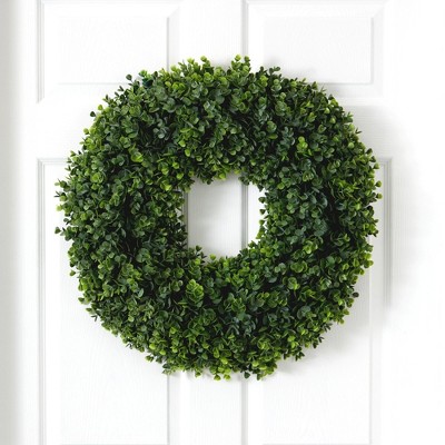 Lush Green 23.5" Eucalyptus Artificial Outdoor Wreath
