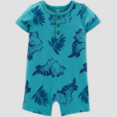 Image of Baby Boys' Dino Short Sleeve Romper - Just One You® made by carter's Blue 12M