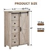 SinCiDo Farmhouse Modern 5 Drawer Tall Dresser w/Sliding Barn Door, Storage Organizer Dresser for Bedroom, Living Room & Kids Room - 3 of 4