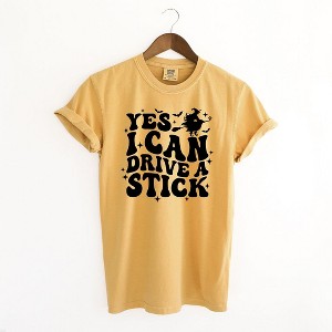 Simply Sage Market Women's Yes I Can Drive Stick Short Sleeve Garment Dyed Tee - 1 of 2