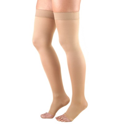 Truform Women's Compression Stockings, 20-30 mmHg, Thigh High Length, Open Toe, Opaque