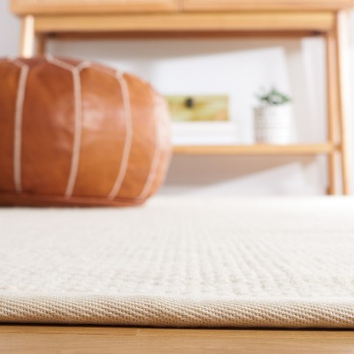 Ivory Handwoven Wool Geometric Runner Rug, 2' x 12'