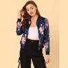 INSPIRE CHIC Women's Stand Collar Floral Prints Zip Up Lightweight Short Jacket - 3 of 4