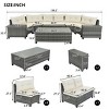 Outdoor 8-Pieces Sectional Sofa Set, Half-Moon Sofa with Glass Tabletop, PE Rattan Sofa with Steel Frame and Removable Cushions–Cuddlewood - 4 of 4