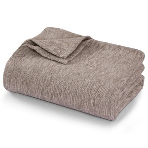 Tribeca Living Yarn Dyed Cotton Silk Oversized Blanket - 1 of 4