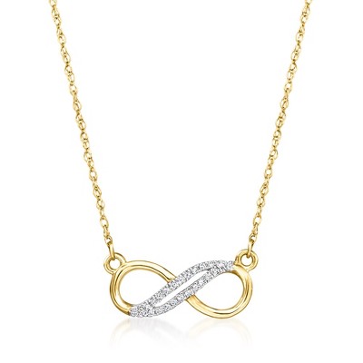 Ross-Simons Diamond Infinity Necklace in 14kt Yellow Gold Size 18