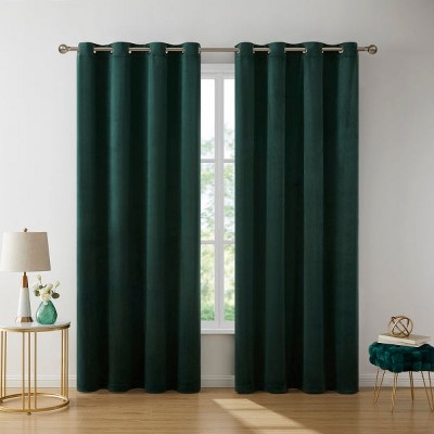 HLC.ME Sawyer Premium Luxurious Lush Velvet Soft Light Filtering Grommet Window Drapery Curtains - Set of 2