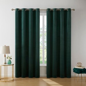 HLC.ME Sawyer Premium Luxurious Lush Velvet Soft Light Filtering Grommet Window Drapery Curtains - Set of 2 - 1 of 4