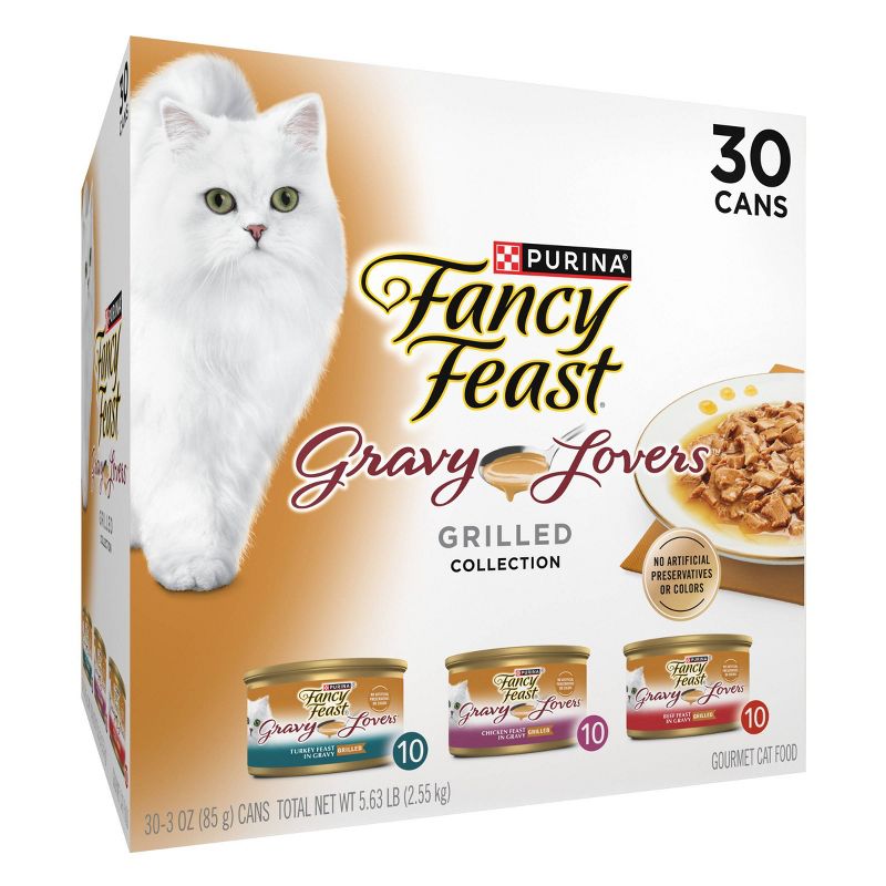Purina Fancy Feast Gravy Lovers Variety Pack Chicken, Turkey &#38; Beef Flavor Wet Cat Food Cans - 3oz/30ct, 5 of 10