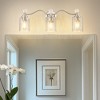 DORESshop 24 in. 3-Light Brushed Nickel Bathroom Vanity Light with Crystal Accents and Clear Hammered Glass Shades - 2 of 4