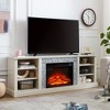 70" Modern TV Stand with 23" Electric Fireplace Insert, Large Media Console Table with Faux Stacked Stone Surround and Spacious Storage Cabinet - 2 of 4