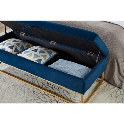 LOVMOR 64.5"Modern Velvet Storage Ottoman Bench,Nails Tufted Upholstered Storage Ottoman for Bedroom, Living Room, Entryway