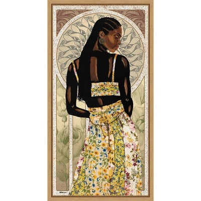 Natural Beauty in Gold II Canvas Print with Maple Frame