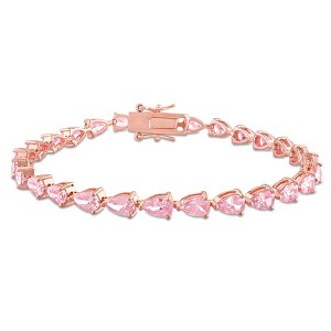 EVERLY JEWELRY | Rose Plated Sterling Silver 13.5 CT TGW Triangle-shape Pink Cubic Zirconia Tennis Bracelet - 7.25 in - 1 of 4