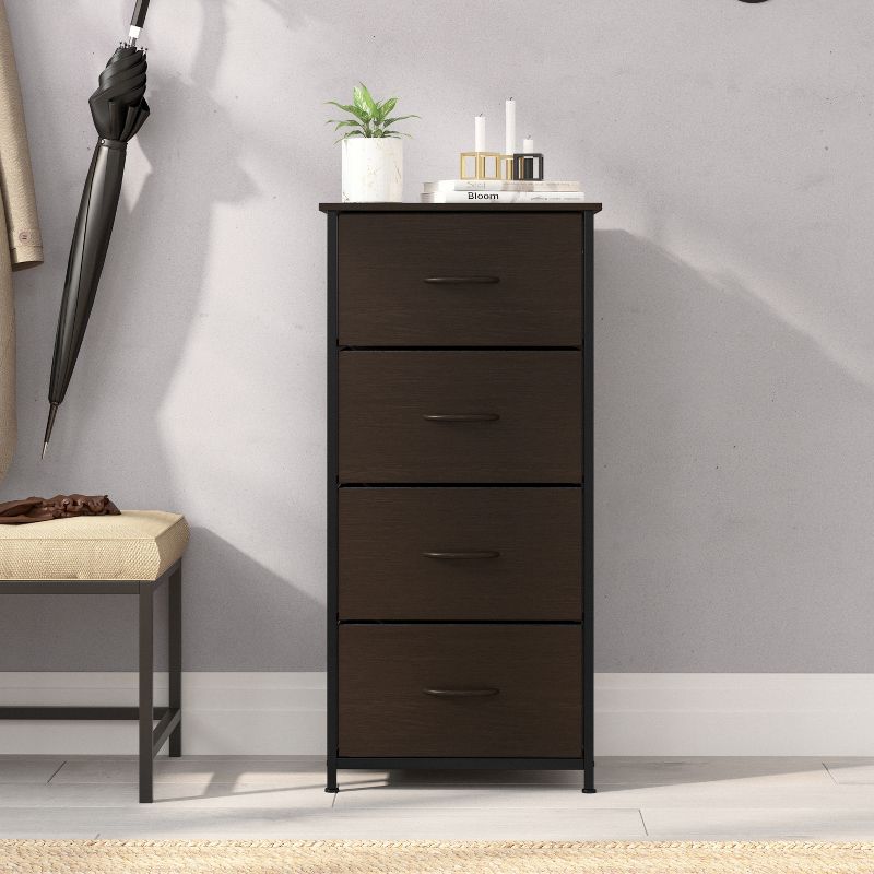 Emma and Oliver 4 Drawer Storage Dresser with Cast Iron Frame, Wood Top and Easy Pull Engineered Wood Drawers with Wooden Handles, 4 of 12