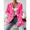 Coolmee Women's Fall Winter Long Sleeves Open Front Heart Print Knitted Sweater Cardigan Coat Outwear - 4 of 4