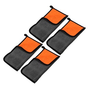 Unique Bargains Extra Large 500 GSM Microfibre Car Drying Towel 11.81"x11.81" Gray Orange 4 Pcs - 1 of 4