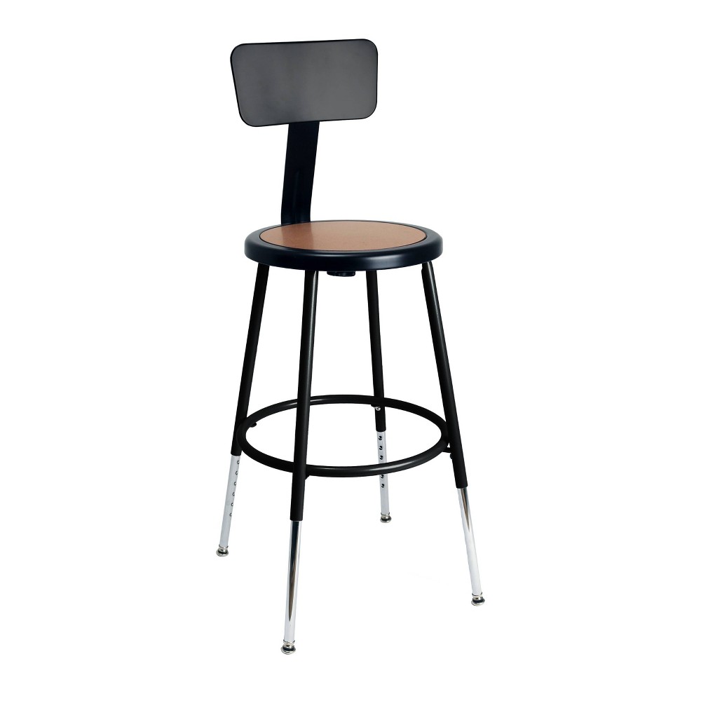 Hampden Furnishings 19-27" Felix Collection Steel Stool with Backrest Black