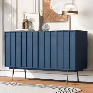 Storage Cabinet With 4 Doors, Sideboard Console Table With 2 Shelves And Metal Legs, For Living Room, Entrance, Living Room, Dinning Room - 1 of 4