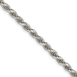 Black Bow Jewelry 3.5mm Sterling Silver, Diamond Cut Solid Rope Chain Necklace - 1 of 4