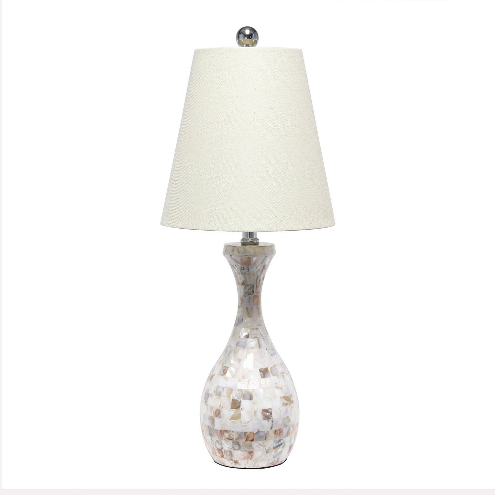Photos - Floodlight / Street Light Malibu Curved Mosaic Seashell Table Lamp with Accents White - Lalia Home